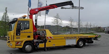 Loader crane tow truck recovery