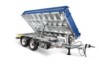 Tandem-axle tipper/dump truck trailer — hydraulically lifted cargo bed with sturdy side boards and landing leg; ideal for transporting and unloading bulk materials on construction sites.
truck trailers