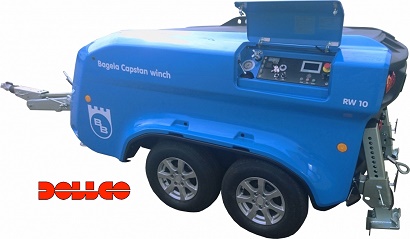 Bagela RW 10 winch on trailer for cable pulling