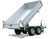 Rear tipper trailer with robust twin axle – practical tipping trailer for construction and gardening.